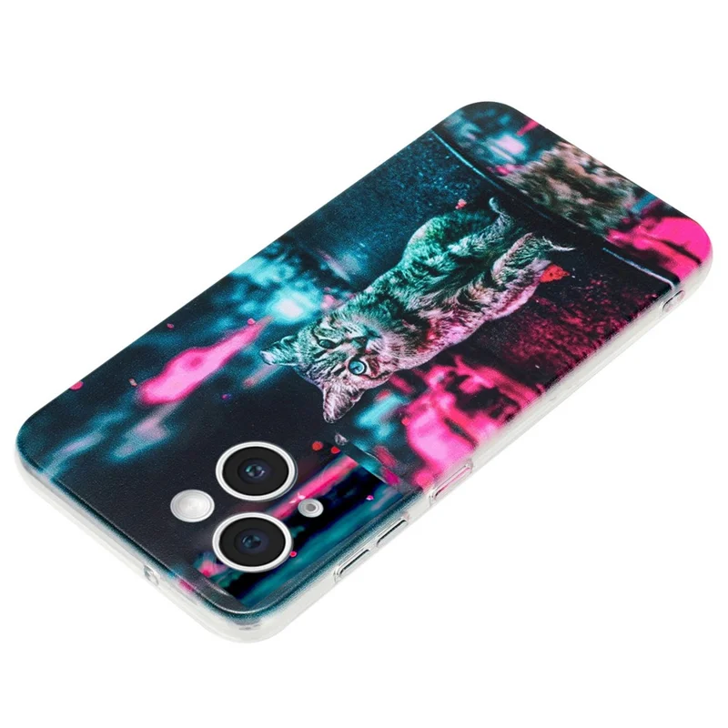 Funda para iPhone 15 Flexible TPU Impresión de Patrones Carcasa Posterior del Teléfono - Ligera y Gato