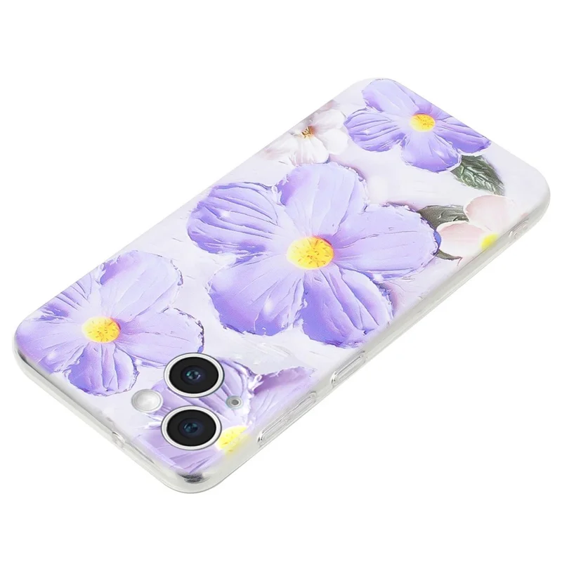 For iPhone 15 Plus Case Pattern Printing TPU Anti-scratch Cell Phone Cover - Purple Flower