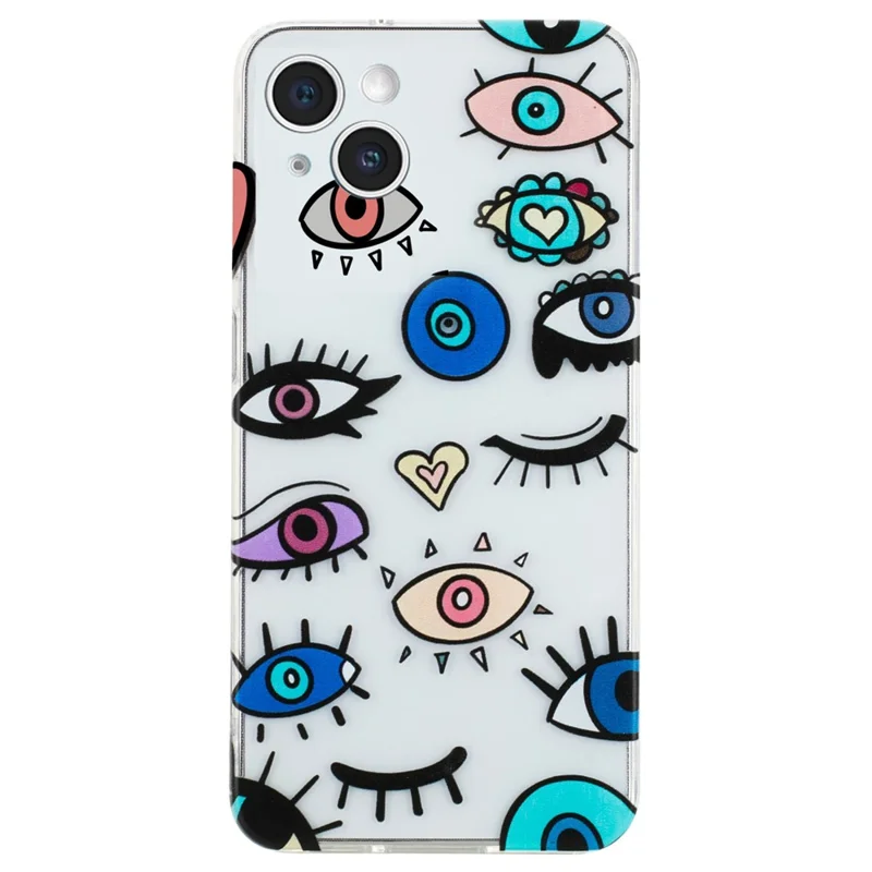 For iPhone 15 Plus Case Pattern Printing TPU Anti-scratch Cell Phone Cover - Monster Eyes