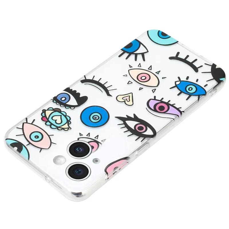 For iPhone 15 Plus Case Pattern Printing TPU Anti-scratch Cell Phone Cover - Monster Eyes