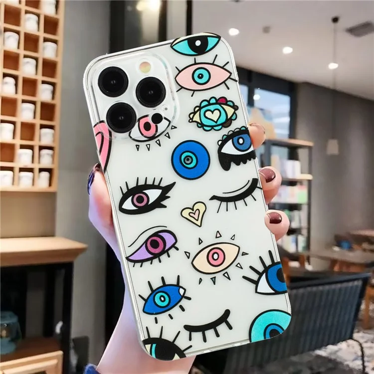 TPU Case for iPhone 14 Pro Max Shell Pattern Printing Protective Back Cover - Monster Eyes