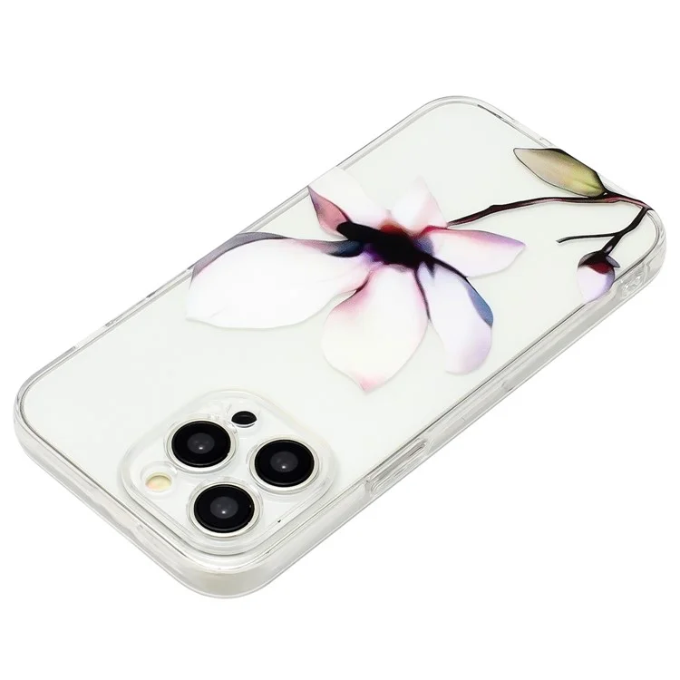 Funda para iPhone 14 Pro Case Pattern Printing TPU a prueba de golpes - Flor blanca