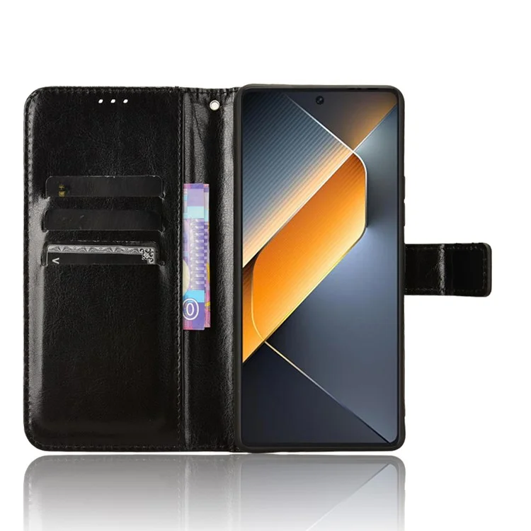 Для TECNO Pova 6 Pro 5G LI9 Case Crazy Horse Texture Wallet Leather Phone Cover - Black