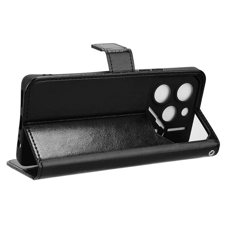 Для TECNO Pova 6 Pro 5G LI9 Case Crazy Horse Texture Wallet Leather Phone Cover - Black