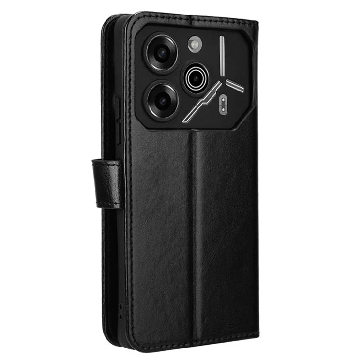 Для TECNO Pova 6 Pro 5G LI9 Case Crazy Horse Texture Wallet Leather Phone Cover - Black