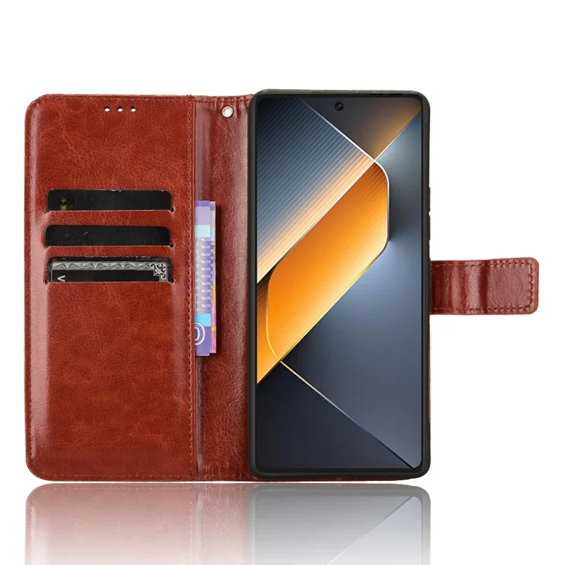 For TECNO Pova 6 Pro 5G LI9 Case Crazy Horse Texture Wallet Leather Phone Cover - Brown