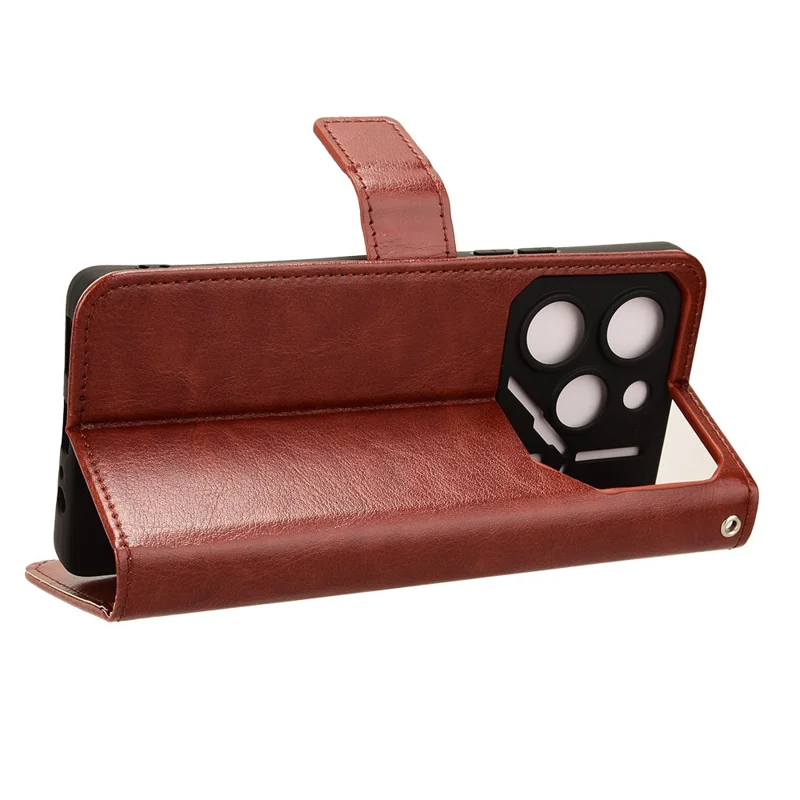 For TECNO Pova 6 Pro 5G LI9 Case Crazy Horse Texture Wallet Leather Phone Cover - Brown