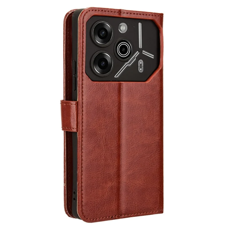 For TECNO Pova 6 Pro 5G LI9 Case Crazy Horse Texture Wallet Leather Phone Cover - Brown