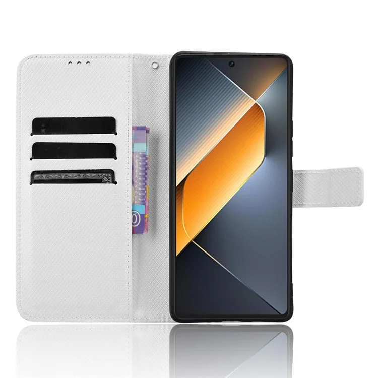 For TECNO Pova 6 Pro 5G LI9 Case Stand Wallet Diamond Texture Leather Phone Cover - White