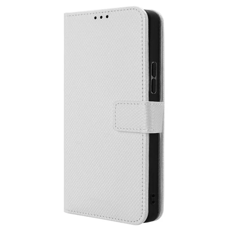For TECNO Pova 6 Pro 5G LI9 Case Stand Wallet Diamond Texture Leather Phone Cover - White