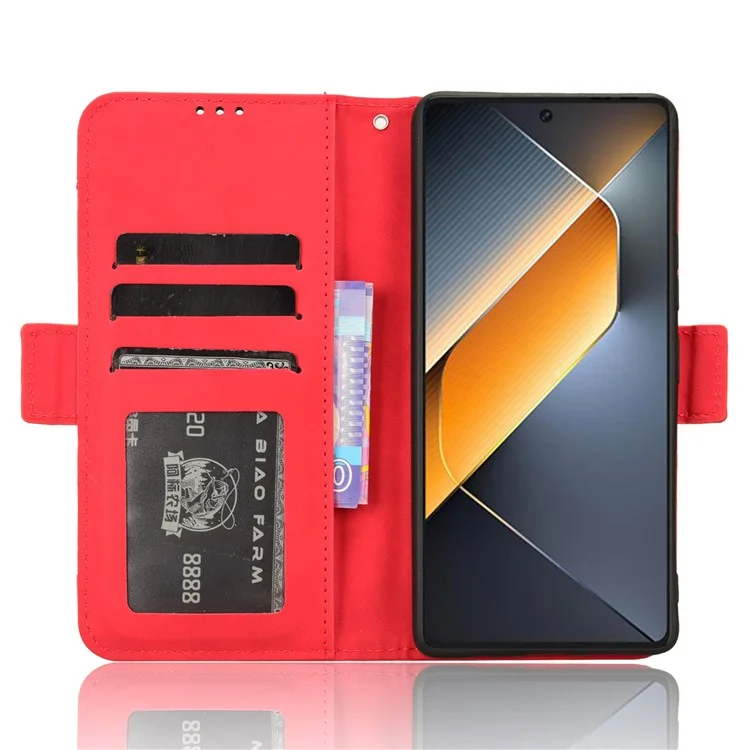 Para TECNO Pova 6 Pro 5G LI9 Funda de Piel Múltiples Ranuras para Tarjetas Funda para Teléfono - Rojo