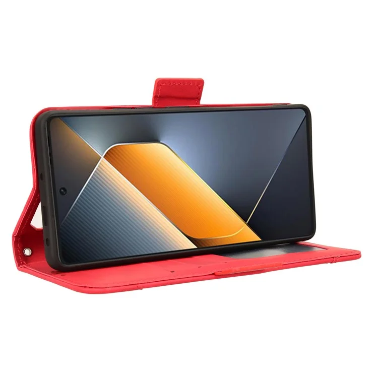 Para TECNO Pova 6 Pro 5G LI9 Funda de Piel Múltiples Ranuras para Tarjetas Funda para Teléfono - Rojo