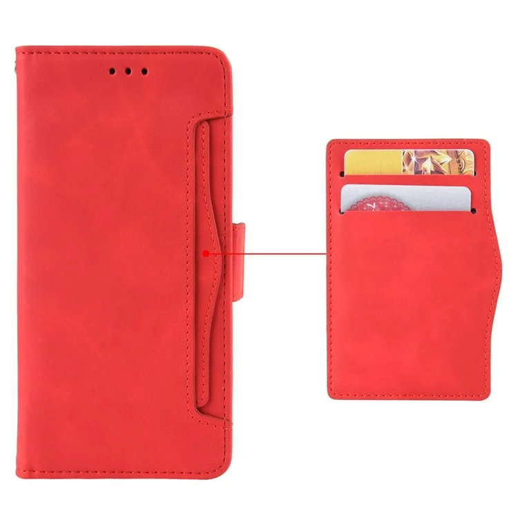 Para TECNO Pova 6 Pro 5G LI9 Funda de Piel Múltiples Ranuras para Tarjetas Funda para Teléfono - Rojo