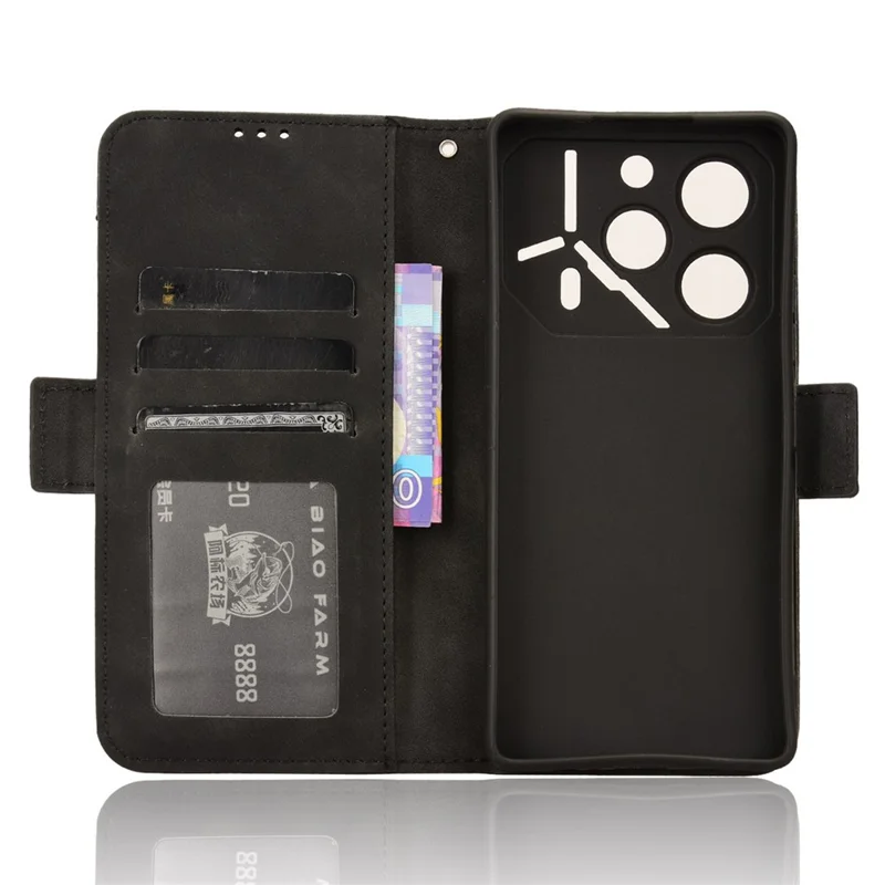 For TECNO Pova 6 Pro 5G LI9 Leather Case Multiple Card Slots Phone Cover -  Black