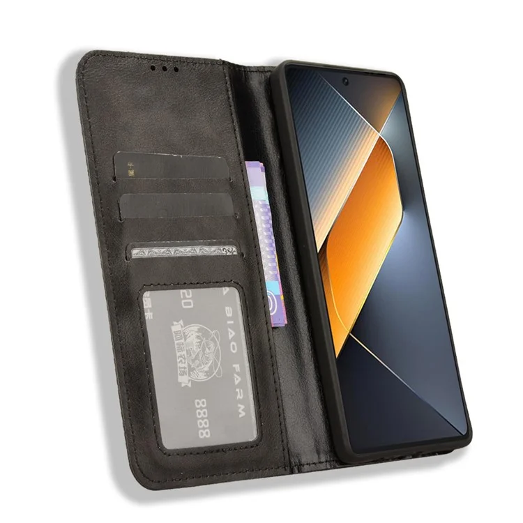Para TECNO Pova 6 Pro 5G LI9, funda de cartera de textura retro de cuero, cubierta de teléfono - Negro