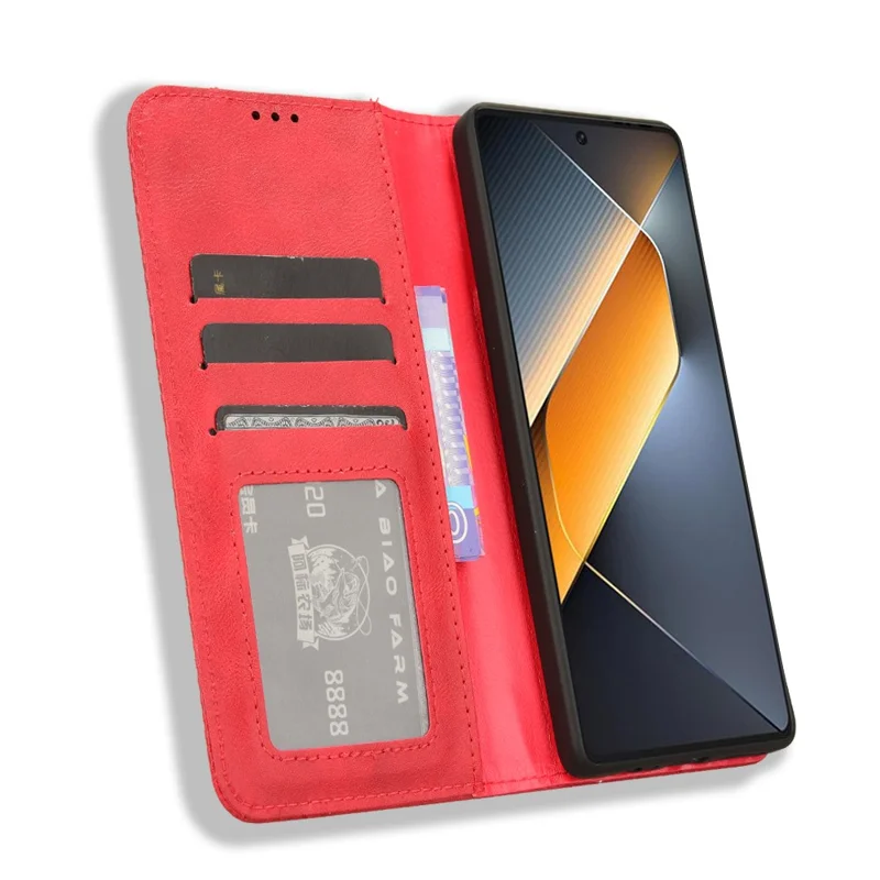 For TECNO Pova 6 Pro 5G LI9 Case Wallet Retro Texture Leather Phone Cover - Red