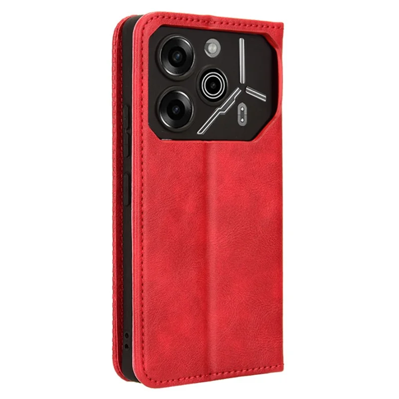 For TECNO Pova 6 Pro 5G LI9 Case Wallet Retro Texture Leather Phone Cover - Red