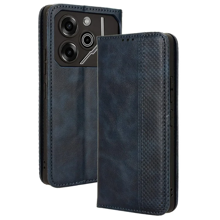 For TECNO Pova 6 Pro 5G LI9 Case Wallet Retro Texture Leather Phone Cover - Blue