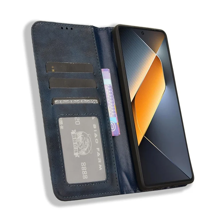 For TECNO Pova 6 Pro 5G LI9 Case Wallet Retro Texture Leather Phone Cover - Blue