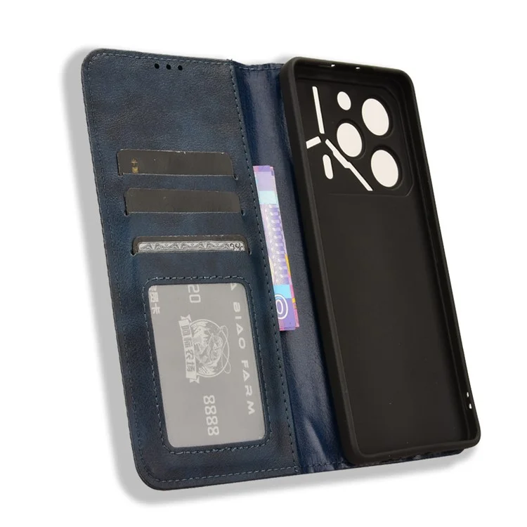 For TECNO Pova 6 Pro 5G LI9 Case Wallet Retro Texture Leather Phone Cover - Blue