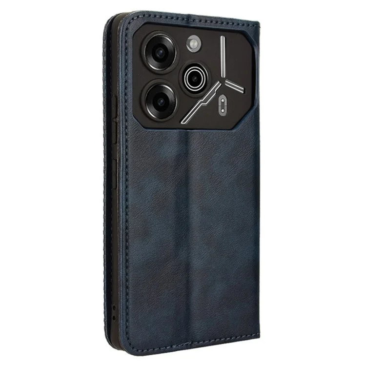 For TECNO Pova 6 Pro 5G LI9 Case Wallet Retro Texture Leather Phone Cover - Blue