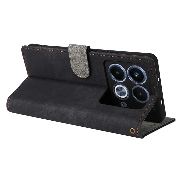 For Infinix Note 40 X6853 Case RFID Blocking Wallet PU Leather Stand Phone Cover - Black