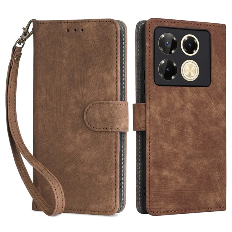 Futerał portfelowy z blokadą RFID i podstawką z kory krokodylowej dla Infinix Note 40 Pro 4G X6850 – brązowy