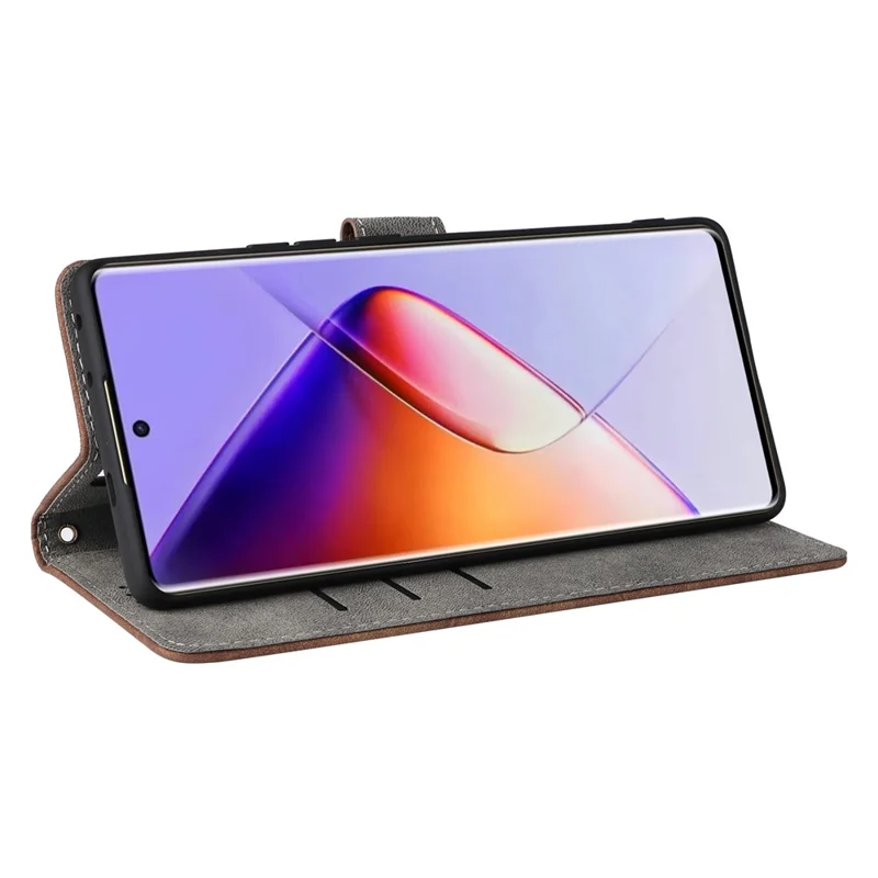 Futerał portfelowy z blokadą RFID i podstawką z kory krokodylowej dla Infinix Note 40 Pro 4G X6850 – brązowy