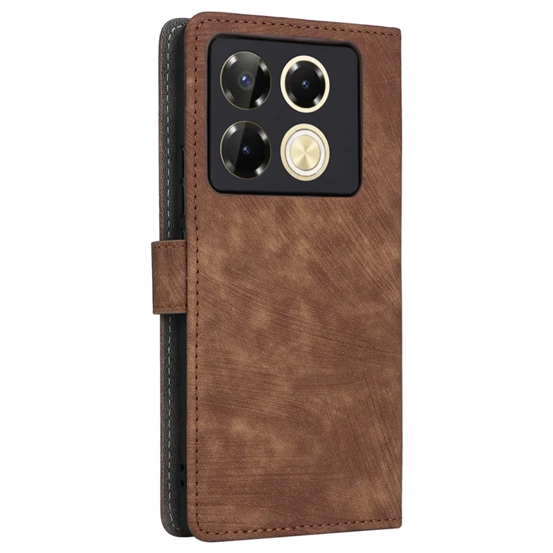 Futerał portfelowy z blokadą RFID i podstawką z kory krokodylowej dla Infinix Note 40 Pro 4G X6850 – brązowy