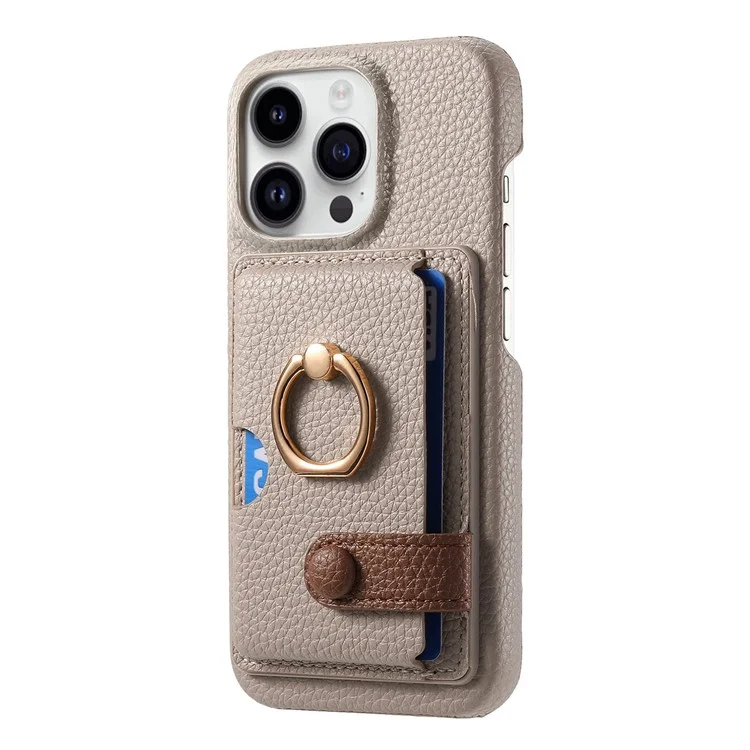 Y2 Funda para iPhone 13 Pro, ranura para tarjeta, cubierta de teléfono PU+PC+TPU con soporte - Gris caqui