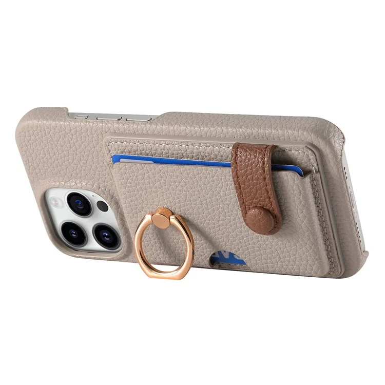 Y2 Funda para iPhone 13 Pro, ranura para tarjeta, cubierta de teléfono PU+PC+TPU con soporte - Gris caqui