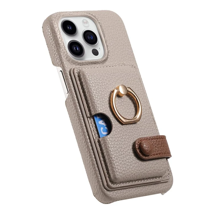 Y2 Funda para iPhone 13 Pro, ranura para tarjeta, cubierta de teléfono PU+PC+TPU con soporte - Gris caqui