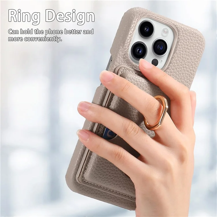 Y2 Funda para iPhone 13 Pro, ranura para tarjeta, cubierta de teléfono PU+PC+TPU con soporte - Gris caqui