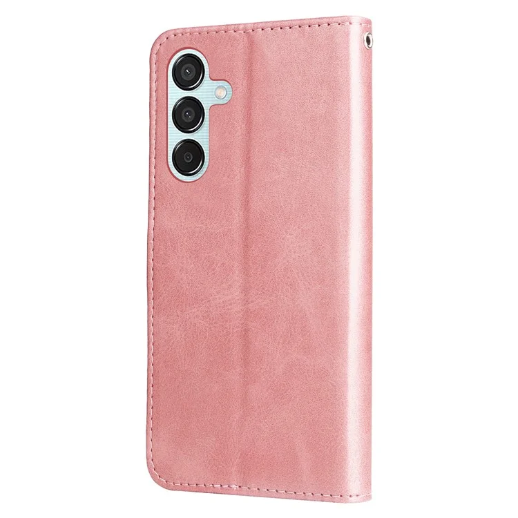 Para Samsung Galaxy M15 5G / F15 5G Funda Textura de Ternera Bolsillo con Cremallera Soporte para Teléfono Funda - Rosa