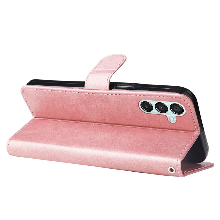 Para Samsung Galaxy M15 5G / F15 5G Funda Textura de Ternera Bolsillo con Cremallera Soporte para Teléfono Funda - Rosa