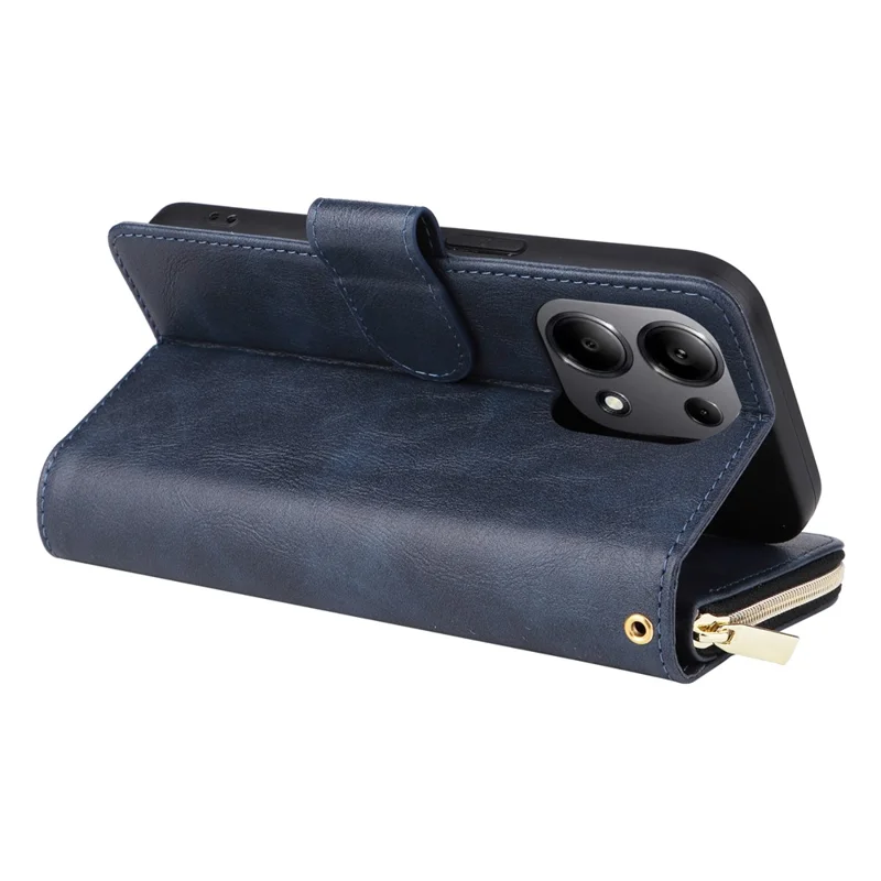 For Xiaomi Redmi Note 13 Pro 4G / Poco M6 Pro 4G Leather Case Zipper Wallet Phone Cover - Blue
