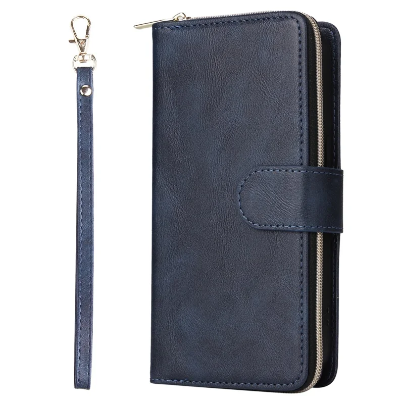 For Xiaomi Redmi Note 13 Pro 4G / Poco M6 Pro 4G Leather Case Zipper Wallet Phone Cover - Blue