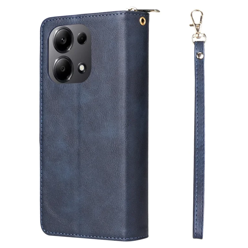 For Xiaomi Redmi Note 13 Pro 4G / Poco M6 Pro 4G Leather Case Zipper Wallet Phone Cover - Blue