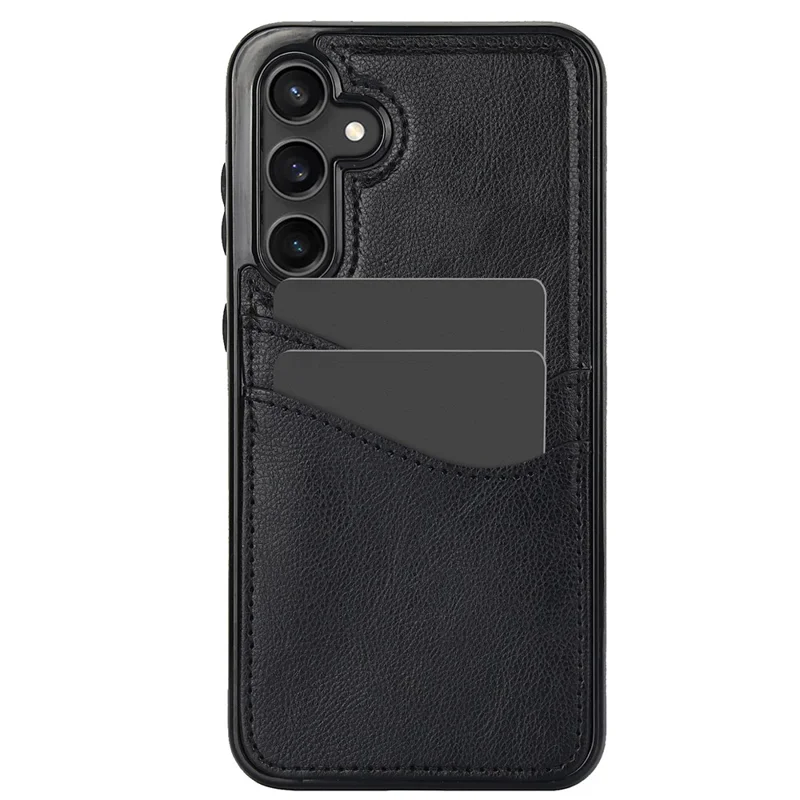 For Samsung Galaxy S23 FE Card Slot Design Phone Case Shockproof PU+TPU Phone Cover - Black