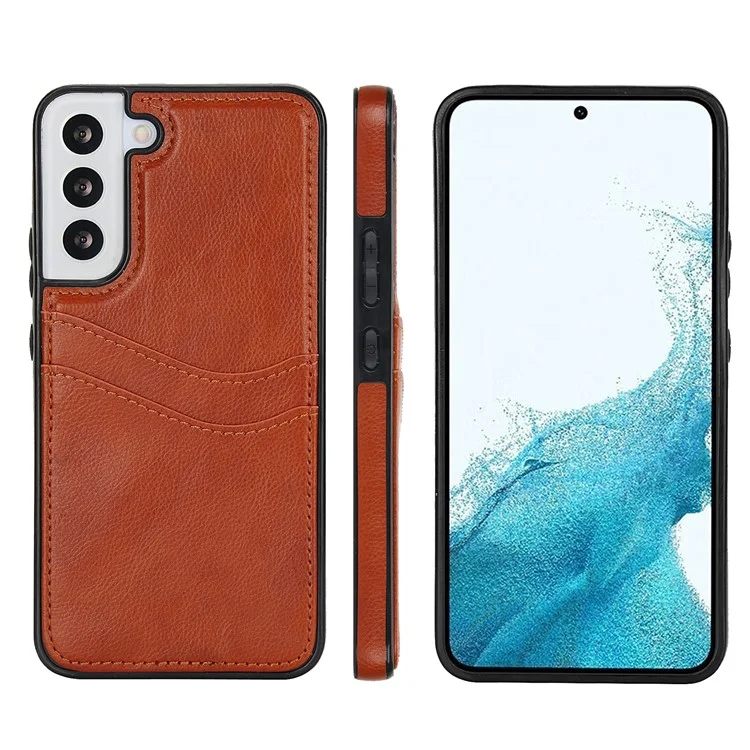 Для Samsung Galaxy S22+ 5G Многофункциональный телефонный чехол-карман с отсеком для карт ПУ + ТПУ - Коричневый