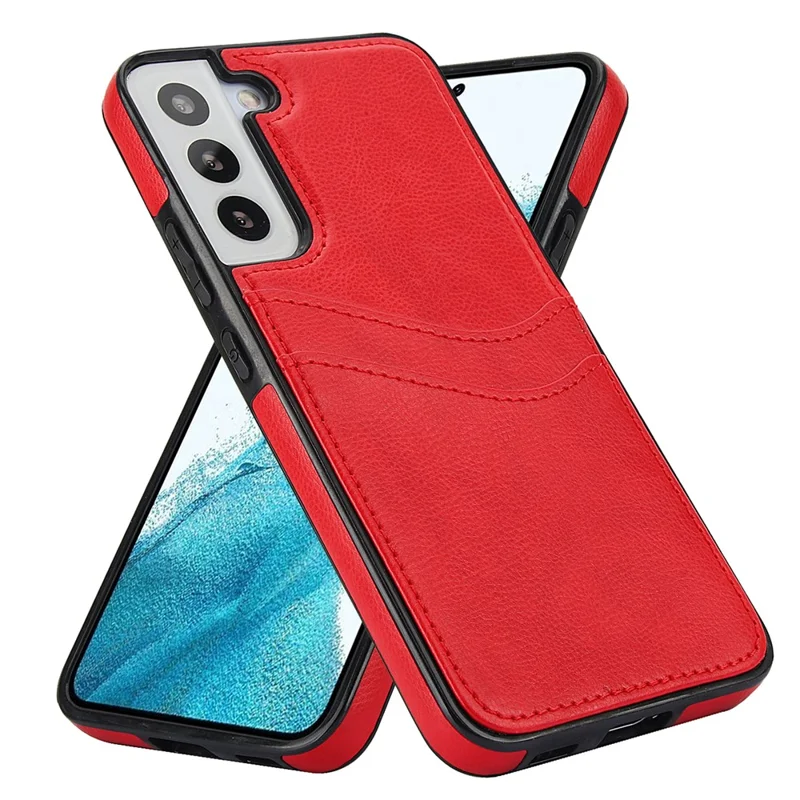 For Samsung Galaxy S22+ 5G Multifunction Phone Shell Card Slot PU+TPU Mobile Phone Case - Red