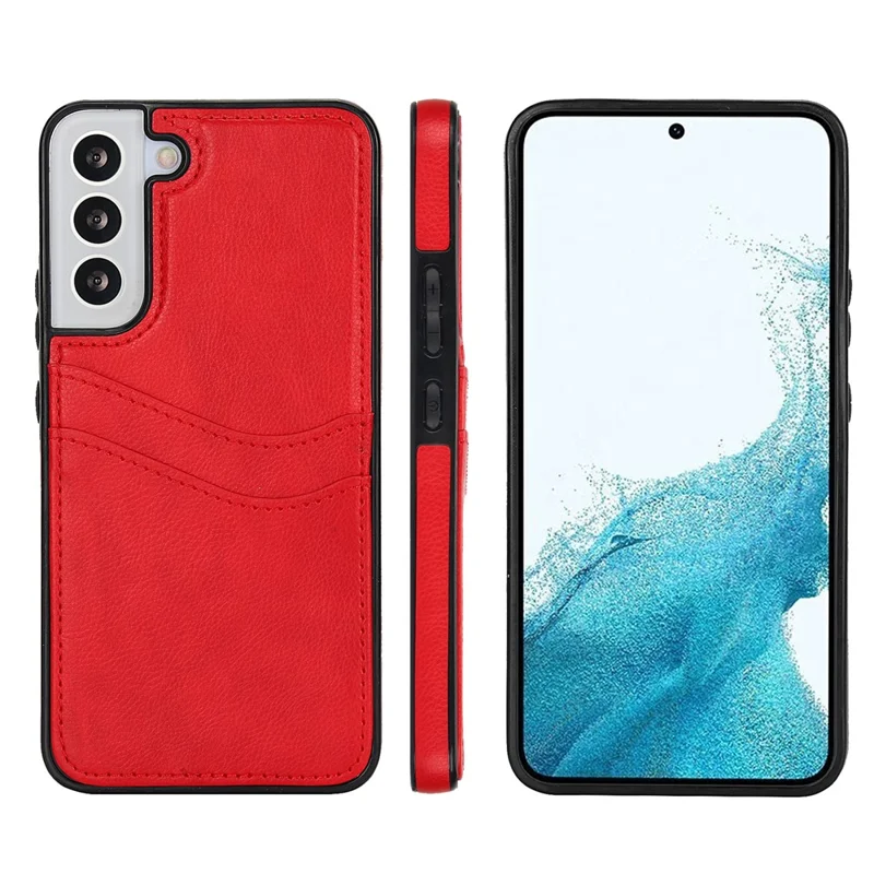 For Samsung Galaxy S22+ 5G Multifunction Phone Shell Card Slot PU+TPU Mobile Phone Case - Red