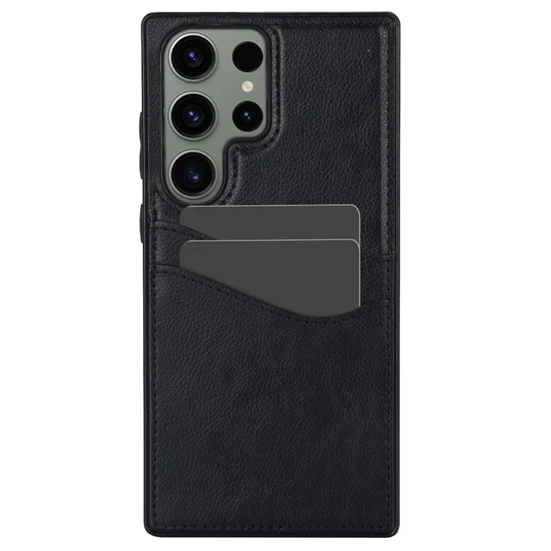 Per Samsung Galaxy S23 Ultra Card Storage Phone Shell Shockproof Cell Phone Case PU+TPU Cover - Nero