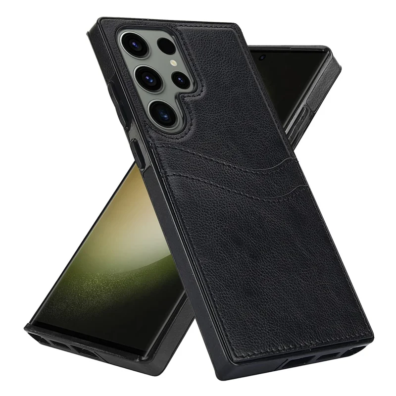 Per Samsung Galaxy S23 Ultra Card Storage Phone Shell Shockproof Cell Phone Case PU+TPU Cover - Nero