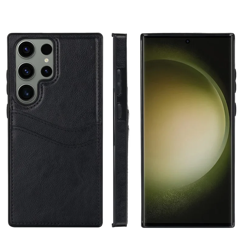 Per Samsung Galaxy S23 Ultra Card Storage Phone Shell Shockproof Cell Phone Case PU+TPU Cover - Nero