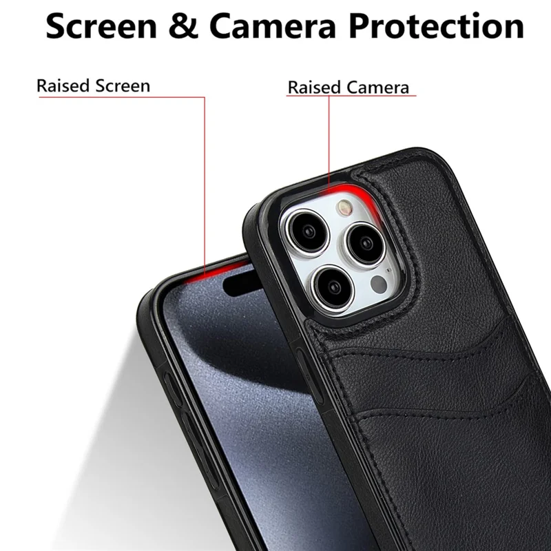 Per iPhone 14 Pro Card Slot Case PU+TPU Protective Phone Cover - Nero
