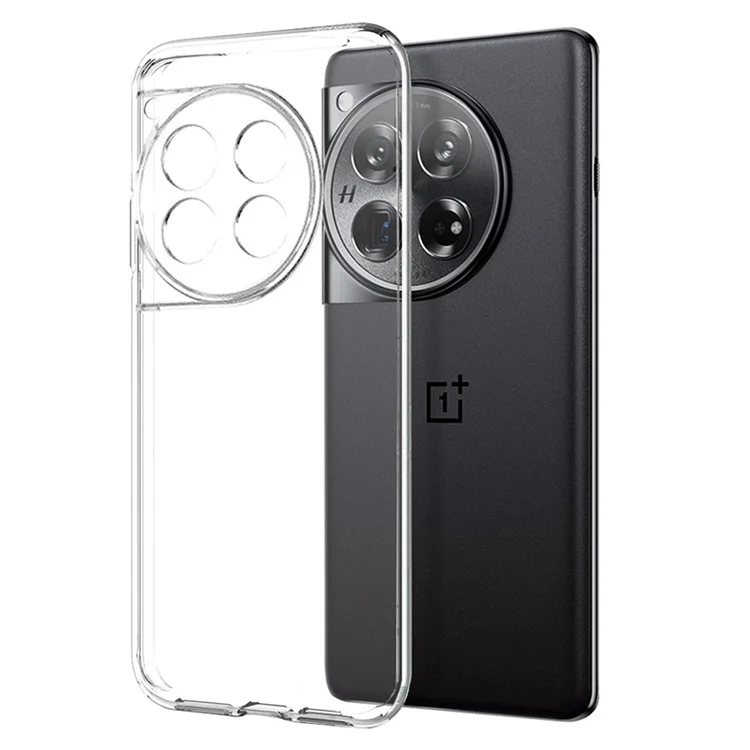 NORTHJO For OnePlus 12 5G Case Bump Proof TPU Phone Cover with 3D Curved Tempered Glass Film - Transparent