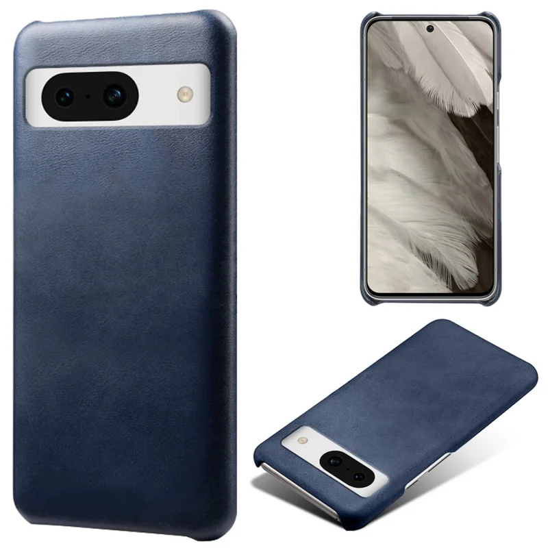Für Google Pixel 8a Case Kalbsledertextur PU-Leder Hart PC Handyhülle - Blau