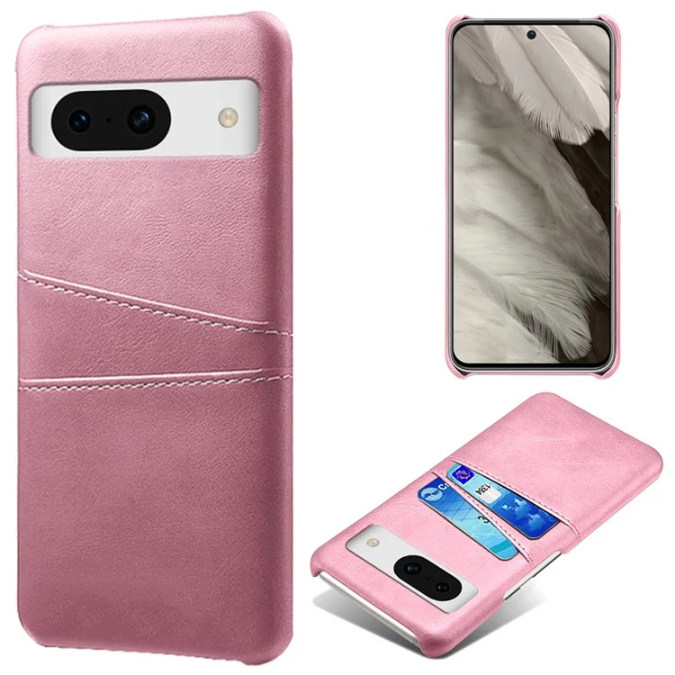 For Google Pixel 8a Case PU Leather+PC Phone Cover with 2 Card Slots - Rose Gold