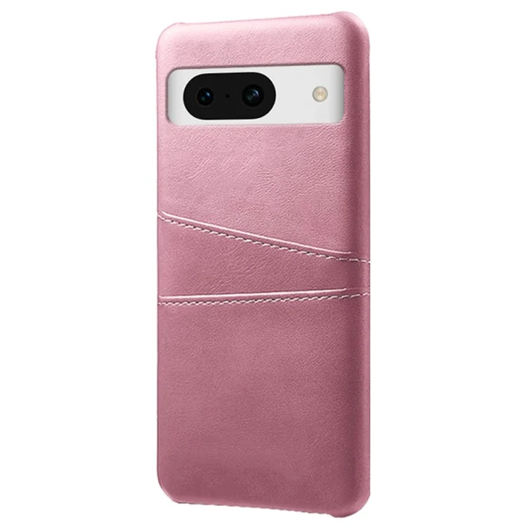 For Google Pixel 8a Case PU Leather+PC Phone Cover with 2 Card Slots - Rose Gold